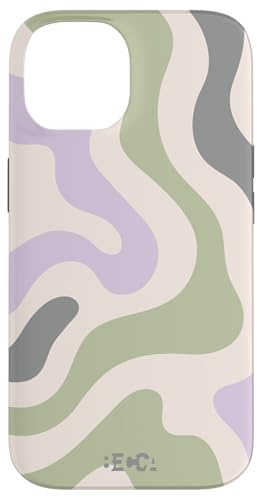 Salbeigrün Retro Liquid Swirl Abstraktes Muster Lila Telefon Hülle für iPhone 14