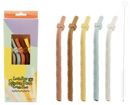 LEMONSTONE 5 Silikon Strohhalme 15,5 cm, BPA-frei, mit Reinigungsbürste
