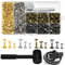 LIMITADA 480 Paires Rivets pour Cuir 3 Tailles, Bouton Pression Cuir, Rivet Tubulaire à Frapper, Rivets Double Calotte, Rivet Creux Laiton et Outil de Fixation et Marteau, pour DIY Déco Vêtements