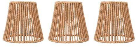 Fockety Paralume in Rattan, Paralume Intrecciato da 3 Pezzi per Lampadario, Paralume Intrecciato a Mano, Sostituzione Paralumi per Lampade da Terra Lampadario a Sospensione