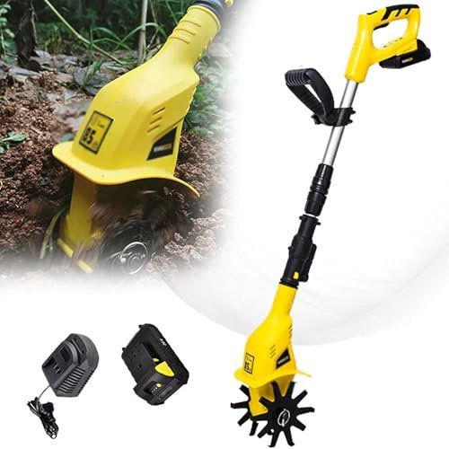 HYYKEJI Motobineuse de Jardin, cultivateur de Sol électrique sans Fil, poignée réglable, Gain de Temps et d'efforts, pour lotissement, pelouse, Jardin