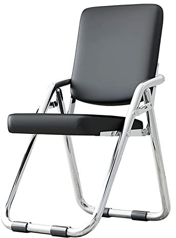 Gepolsterter Klappstuhl aus Leder mit Rückenlehne, bequem und stabil, für Büro, Konferenzraum, Esszimmer, tragbarer Metall-Klapphocker