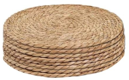 Kioball Juego de 8 Manteles Individuales de Jacinto de Agua Natural, Manteles Tejidos de Ratán Resistentes Al para Cenar Al Aire Libre