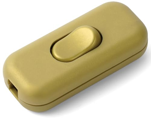 AXFEE Inline Schalter, 1 Stück Zwischenschalter Schnurschalter, Gold | 250V 6A Kabelschalter Wippschalter, 2-adrige und 3-adrige Zuleitungen, Schnurzwischenschalter für Lampe Kleingeräte