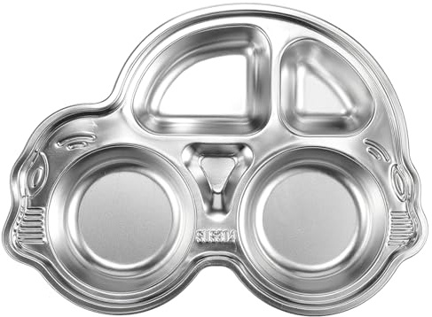 PRETYZOOM Kinderteller Aus Edelstahl Mit Geteiltem Fach Cartoon Design 11.2 X 8.3 X 1.6 Zoll Kindern Speiseteller Für Camping Picknick Und Mittagessen Leicht Zu Reinigen