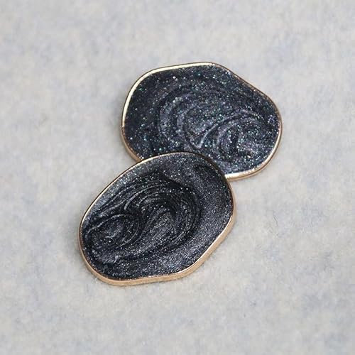 XWNXQ 10 Stück 30 x 23 mm unregelmäßige Metallknöpfe, Metallknöpfe mit Jadestruktur, Schwarze Handnähknöpfe für Pullover, Mäntel, Windjacken, dekorative Knöpfe