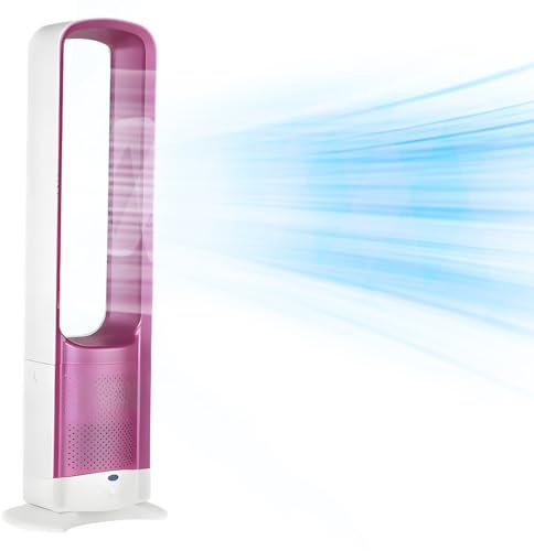 Générique Ventilateur Colonne Silencieux 36dB, Ventilateur sans Pale Télécommande, Rafraichisseur d'air Ventilateurs Tour avec Mode Veille pour Chambre(Rouge)