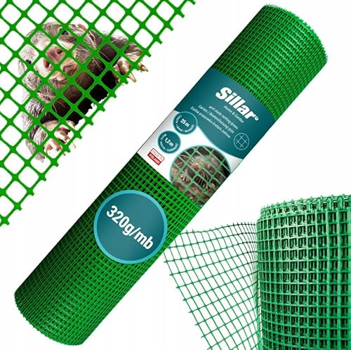 Sillar Grillage 1,2m x 25m 320 g/m² Vert | 100% matières premières recyclées | Maille 16 × 16 mm | Fil de Fer pour volière en Plastique, Fil Anti-Oiseaux