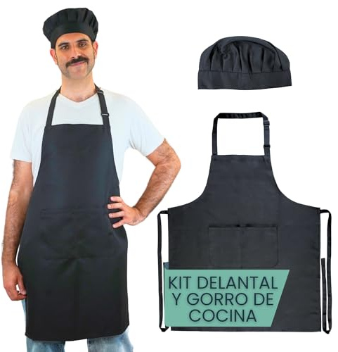 ZESTEREX®️ Delantal Cocina Hombre Resistente Y Ajustable Con Bolsillos | Delantal Cocina Mujer Práctico Y Duradero Para Uso Diario | Mandiles De Cocina Impermeables