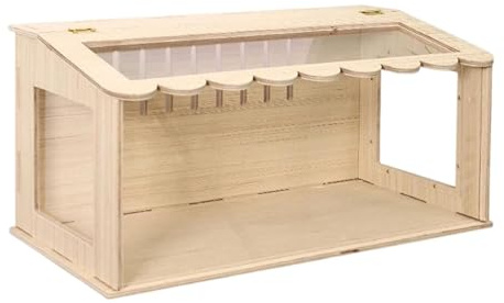 JAYIOLA Natürlicher Nagerkäfig Aus Holz Hamsterbehausung mit Lüftungsfenster Geräumiges Kleintierheim für Mäuse Vögel, 40cmx30cmx30cm