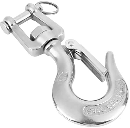 Edelstahl Hebezeug Frachthaken 1000kg 650kg 350kg 150kg 304 Edelstahl Schwenkbarer Hebehaken Stahl Ösenhaken Mit Latch Rigging Zubehör, 650kg