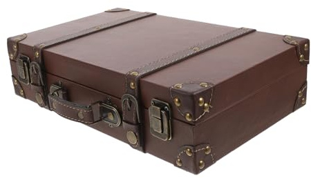 Klassischer Vintage Lederkoffer für Schaufensterdekorationen mit Griff | Holz und Leder, Geräumig, Vielseitig Nutzbar, 1 Stück, Britischer Stil, Reise und Deko