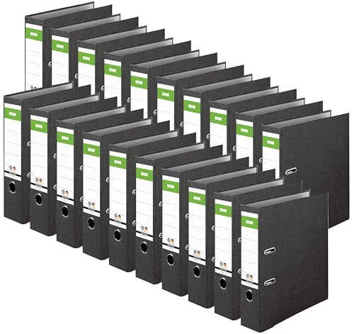 Original DINOR Ordner-Wolkenmarmor-Recycling - Made in Germany. 8 cm breit DIN A4 schwarz Aktenordner Briefordner Büroordner Pappordner Blauer Engel (8cm breit | 20er Pack)