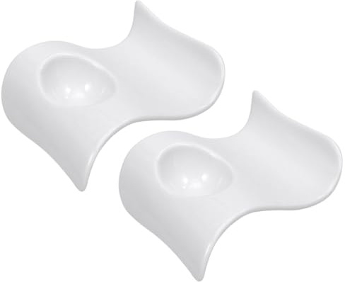 Mobestech 2 Pezzi Portauova in Ceramica Onde Supporto Robusto e AntiGraffio per Uova Organizer Decorativo per Cucina e Ristorante Colore Bianco Elegante