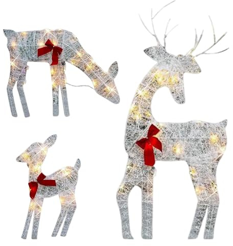 Renne Luminose Da Giardino - Luce Di Ferro Natalizie A Forma Di Renna Led - Decorazioni Natalizie Per Albero Di Natale, Giardino, Esterno E Interno