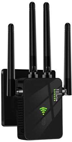 Aenxwa 2025 Neuestes WLAN Verstärker,WLAN Repeater 300 Mbit/s,hohe Leistung mit 4 Antennen,mit Repeater/AP-Modus,Verstärker mit Ethernet-Anschluss Signalverstärkung für alle Route