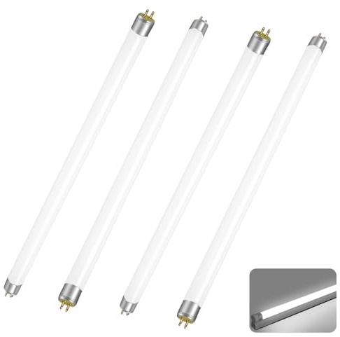 Tubi Fluorescenti T8 15W, 4 Pezzi Tubo Fluorescenti T8 G13 15W 450mm, Bianco Freddo 6000K, Lampadine CFL 1100LM, Nessuno Sfarfallio, Tubi a Risparmio Energetico per Luci di Emergenza e Luci a Striscia