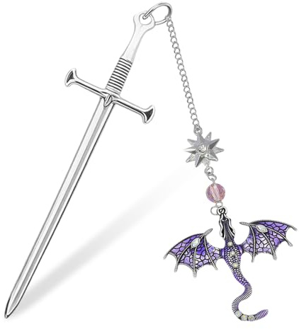 Fourth Wing Merch Lesezeichen Metall, Lesezeichen Dark Romance mit Drachenschwert, Schwert für Bücher Fanartikel, Fantasy Buchliebhaber Geschenk
