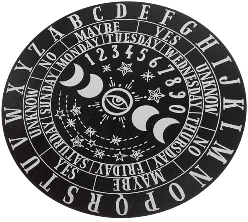 Gogogmee Planche de Divination en Bois de Pin Massif 25 Cm Noir Motif Gravé, Plateau Radiesthésie pour Autel et Décoration Ésotérique, Accessoire Spirituel pour Débutants et Pratiques