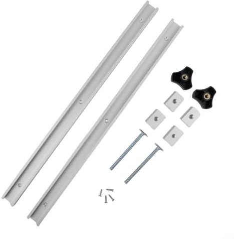 Rackumic Set di binari a T per utensili per la lavorazione del legno, design con scanalatura interna compatibile con bulloni M6 M8 da 400 mm, 500 mm, banco da lavoro, trapano, sega, posizionamento e