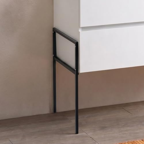 Kiamami Valentina - Supporto per Mobile Bagno Sospeso in Metallo Nero Opaco, Staffa Stabilizzante per Pareti Deboli, Già Assemblato