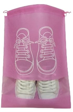 En resväska med skor, 20-pack PE skopåsar Hängande bärbar vattentät flerfärgad flera storlekar(Roze,27x36cm)