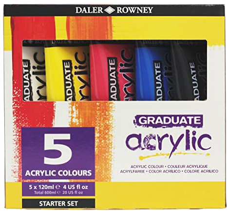 Daler Rowney Graduate - Set peinture acrylique 5 tubes 120ml - Débutant