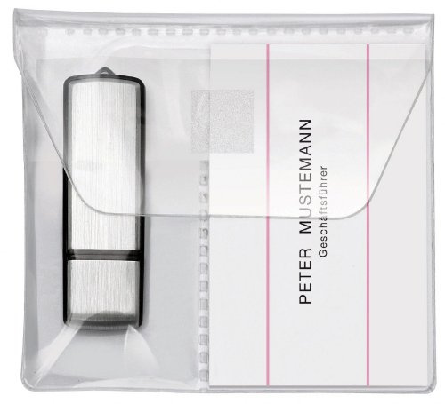 VELOFLEX - USB-Stick-Hüllen 10 x 10 cm selbstklebend, 5 Stück | USB-Stick-Tasche, Visitenkartenhülle, selbstklebend, Verschlussklappe, 2 USB-Sticks oder 1 USB-Stick und Visitenkarte