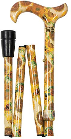 Classiccanes Gehstock Vincent Van Gogh, Griff aus Acryl, Stock aus Aluminium, höhenverstellbar und faltbar, inkl. Gummipuffer in Silber und neutralem Holston