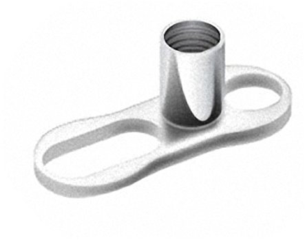 Piercingfaktor Titan Hauptplatte Grundplatte Body Implantat für Dermal Anchor Piercing Skin Diver Anker Aufsatz Kugel Aufsatzkugel Flach Silber 2 Loch