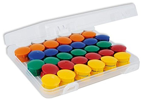 TimeTEX Set Haft-Magnete in Box - 72 Stück - je 12 Magnete in den Farben: gelb - rot - grün - blau - orange - weiß - rund - starke Magnethaftung - 93327