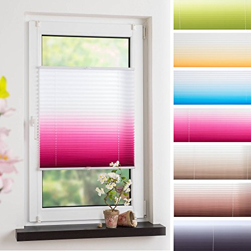 DECOLIA by Garesa Fenster Klemmfix Plissee ohne Bohren 60 x 130 cm Farbverlauf, Anthrazit - Lichtdurchlässiger Fenster Sichtschutz und Fenster Deko, Faltrollo