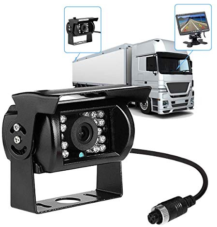 MASO Truck Rearview Backup Cameras with 10M Cable, Waterproof 18 IR LEDs 170 Degree 4 Pins High Definition CCD Vehicle Reversing Camera for Heavy Duty Car Van Trailer Bus Caravans