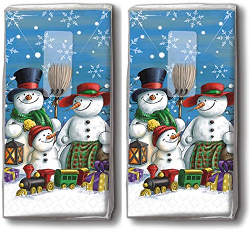 20 Taschentücher (2x 10) Taschentücher Schneemannfamilie/Winter / Weihnachten