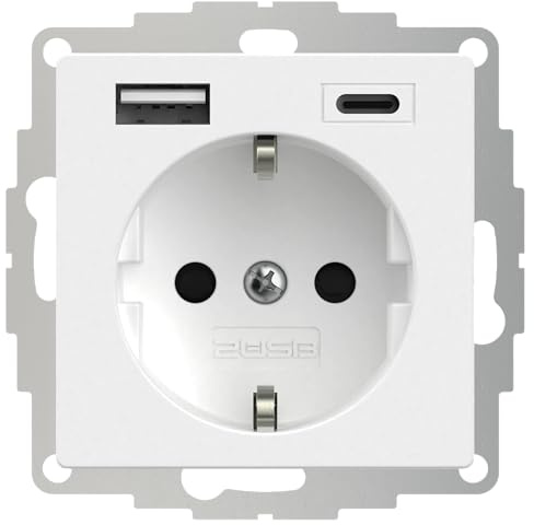 2USB - Steckdose Unterputz 250 V 16 A - InCharge PRO - Kompatibel Gira, Jung, Merten - USB-A & USB-C 15 W/3 A - Sicheres Steckdose mit Schnellladegerät