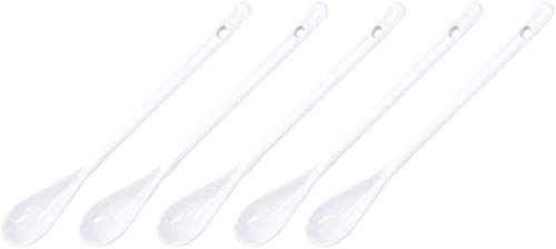 ProLeo 5 Esslöffel Keramik-Kaffeelöffel mit langem Griff, Rührlöffel, Keramikkaffeelöffel, Honigrührstab, Gewürzlöffel (weiß)