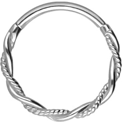 PIERCINGLINE Piercing Ring Chirurgenstahl Segmentring Clicker DOPPELT GEDREHT - Roségoldfarben, Schwarz, Goldfarben, Silberfarben