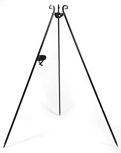 JS Garten Deko Dreibein mit Kurbel H 180 cm aus Naturstahl Grill Tripod Grillständer Schwenkgrill CookKing