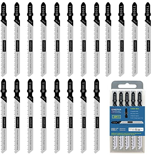 Jigsaw Blades T Shank 20PCS T101B with Case, Compatible with Bosch Black and Decker Jig Saw Blades Set for Wood, 4 in. 10 TPI Fast & Accurate/Clean Cuts | Compatible with Bosch Black and Decker Jig Saw Blades Set for Wood, 4 in. 10 TPI Fast & Accurate/Clean Cuts