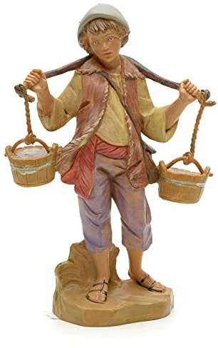 Holyart Krippen von Fontanini: Hirte mit Wassereimern – für 12 cm Krippe, Fontanini