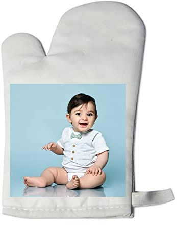 Ocadeau Weißer küchenhandschuh mit eigenem Foto - Bedruckbares küchentextil zum selbstgestalten - Personalisierbarer handschuh