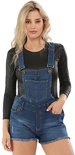 True Face Ladies Dungaree Denim Stretchable Women Sleeveless Jeans Short Dress Braces Hot Pants