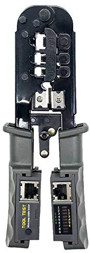 Zunedhys RJ45 Crimpadora de red Lan Cable Pruebas para Cat7, Cat6, Cat5, RJ11, RJ12, RJ45, Crimpadora Metal Clip