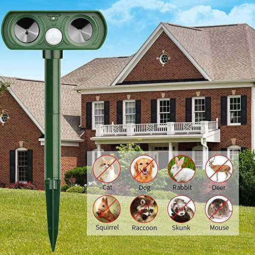 LanteXG Ultrasonic Cat Deterrent, Animal Repellent, Solar, Car Marten up to 9 m Range, Weatherproof IP65, Dog Green (QGQ0216)