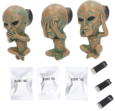 Désodorisant de Voiture 3 Pièces, Désodorisants Automobiles avec Clips D'aération Diffuseur de Parfums de Voiture Extraterrestre Décor Désodorisant de Forme Extraterrestre Décoration Intérieure de Voi