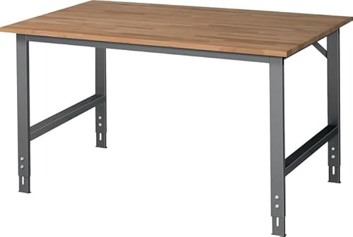 Werktisch Tom B1500xT1000xH760-1080mm Arbeitsplatte Buche Gestell anthrazitgrau