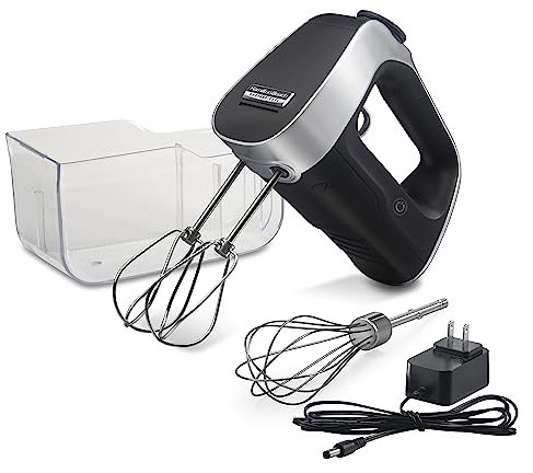 Hamilton Beach Professional Batidora de mano eléctrica inalámbrica con control de velocidad infinito, potente motor CC para mezclar sin esfuerzo, recarga rápida, pantalla LCD, batidor, estuche de