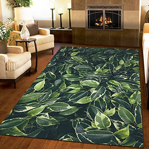 ölgemälde-Kunst-Bereichsteppiche, Abstrakte Blätterlandschaft, Bauernhaus-Teppiche, rutschfest Und Geräuschreduzierend Für Schlafzimmer, Teenagerzimmer, Wohnzimmer, Büro, Innen- Und Flur-80 x 150 cm