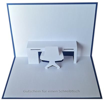 Gutschein für einen Schreibtisch Pop up Karte