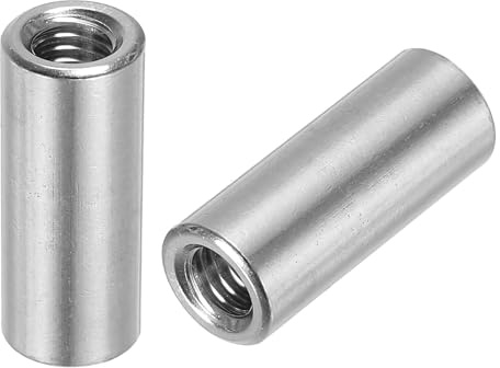 sourcing map 6Pcs M6 Round Connector Nuts, 304 Stainless Steel Coupling Nut 20mm/0.8 Length Sleeve Rod Bar Stud Nut for Bracket, M6x20x10mm